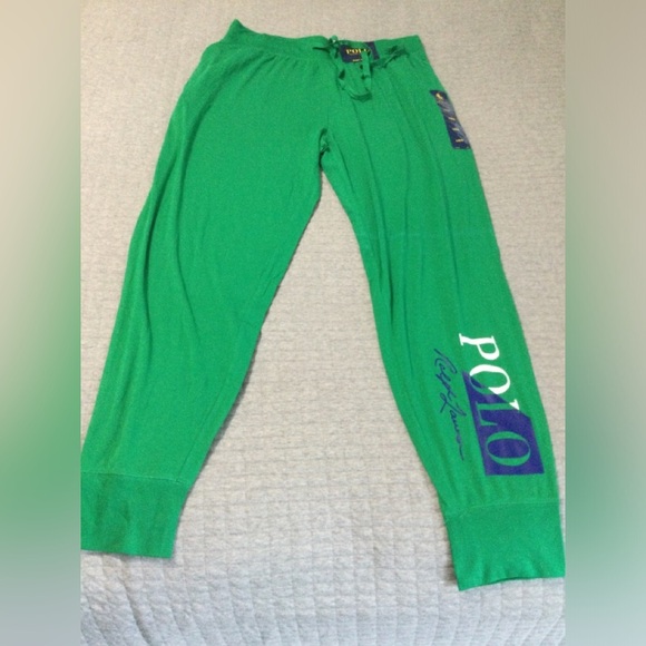Polo Ralph Lauren Other - Polo Ralph Lauren Green Logo Jersey Sleep Joggers Size L w/Factory Defect